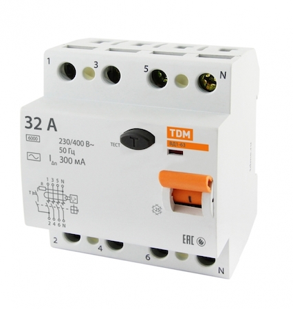 TDM ELECTRIC SQ0203-0034 Устройство защитного отключения ВД1-63 4Р 32А 300мА TDM